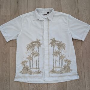 White Palm Tree Print Men's Shirt